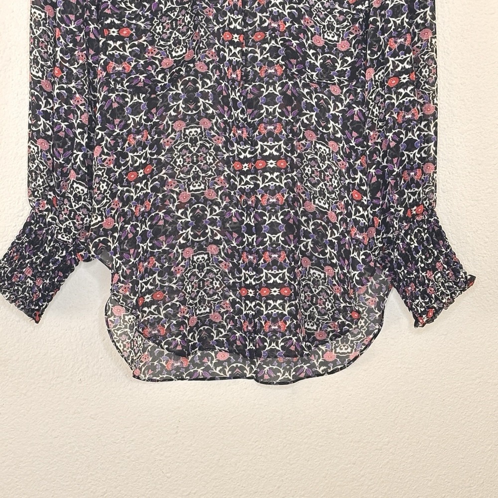 MISA Los Angeles Ruffle Top Womens Size S Floral Sheer Statement Feminine - Picture 5 of 11